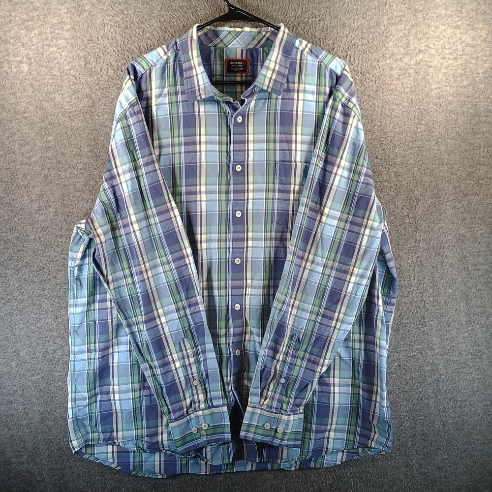 UNTUCKiT Summer‎ Plaid Rombauer Shirt Long Sleeve Button Up Shirt Men XXXL 3XL